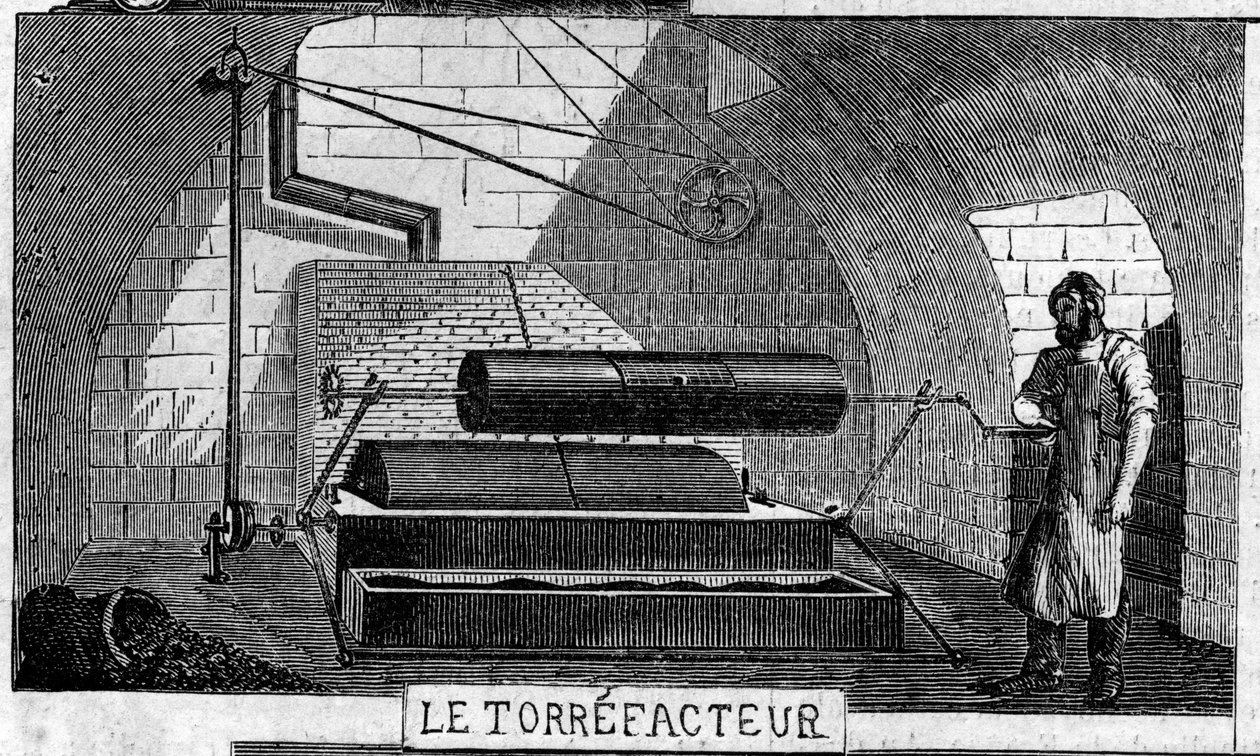 Suklaan valmistus: torrefaktori. Usine de M. Masson, Pariisi tekijältä French School