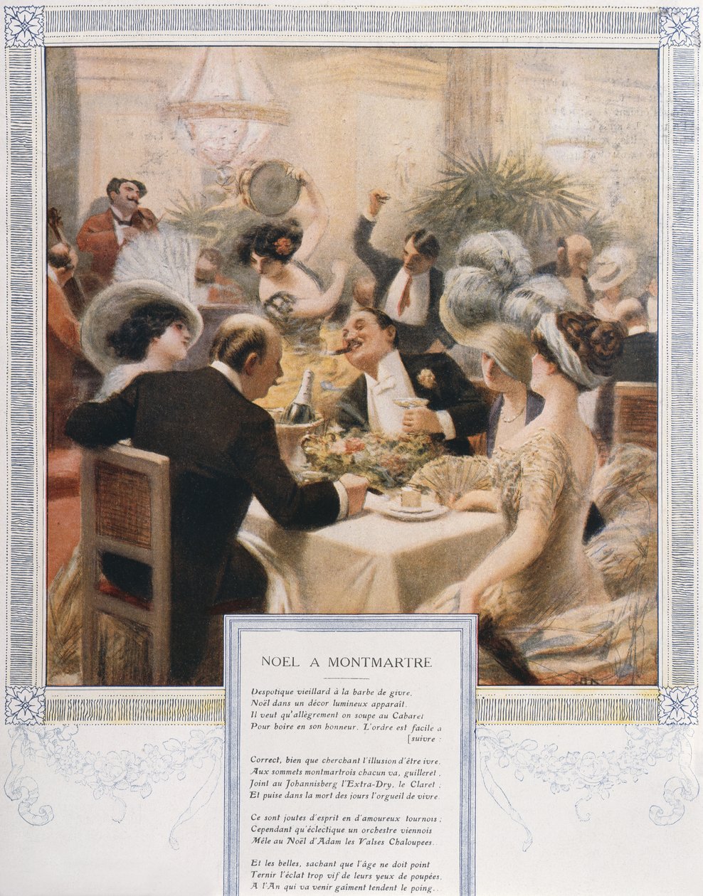 Joulu Montmartrella, jouluaaton illallinen ylellisessä ravintolassa, n. 1900 tekijältä French School