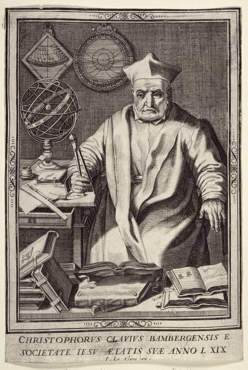 Christopher Clavius (1537-1612) 69-vuotias, julkaisija Jean Le Clerc, n. 1606-07 tekijältä French School