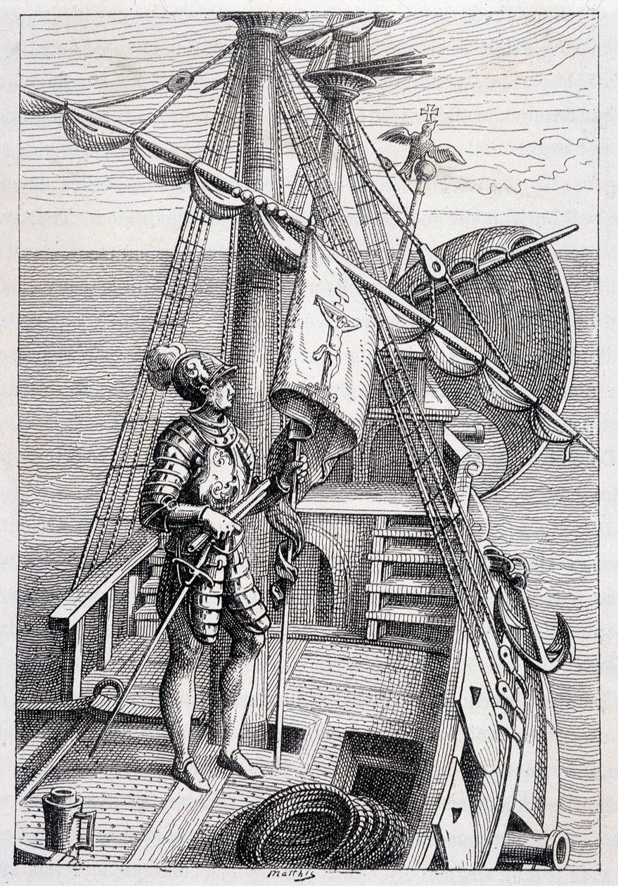 Christopher Columbus trailerissaan, sairas. Jules Vernen "" Discovery de la Terre" -toimittaja, toim. Hetzel, n.d. 19. tekijältä French School