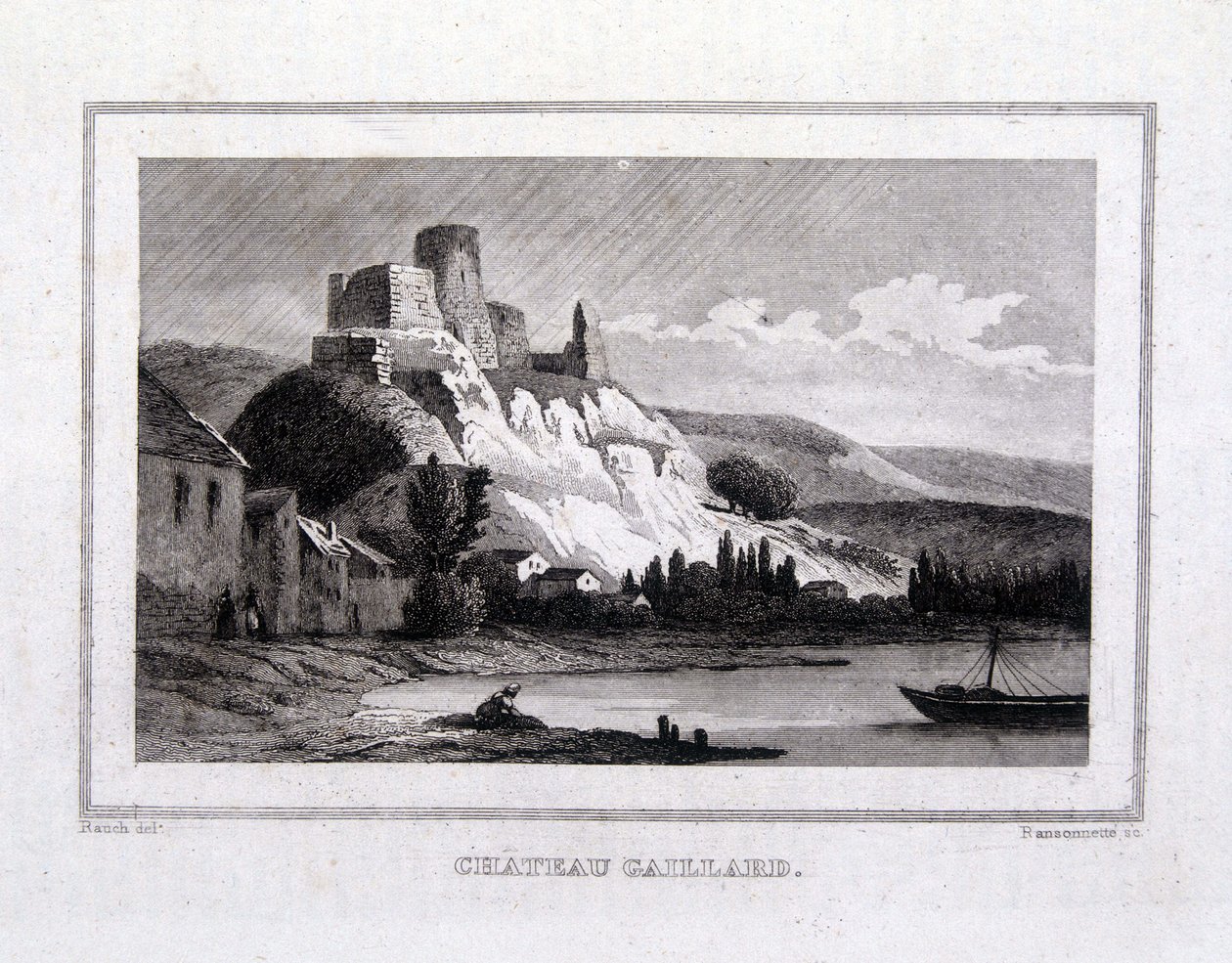 Château Gaillard Seinen joelta katsottuna - Kaiverrus tekijältä French School