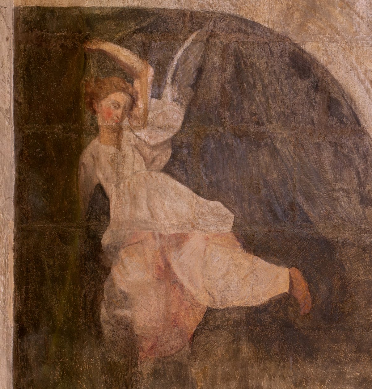 Kirkko (Johannes Kastajan kirkko). Sisustus. Saint-Fursyn kappeli. Seinämaalauksia. Marian kirkkaus (fresko, joka tunnetaan nimellä hyvä kuolema). Aloita 1700-luvulla. tekijältä French School
