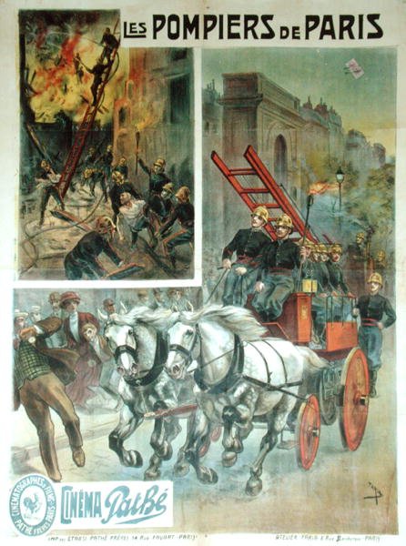 Les Pompiers de Paris -elokuvajuliste ennen vuotta 1914 (värilitho) tekijältä French School