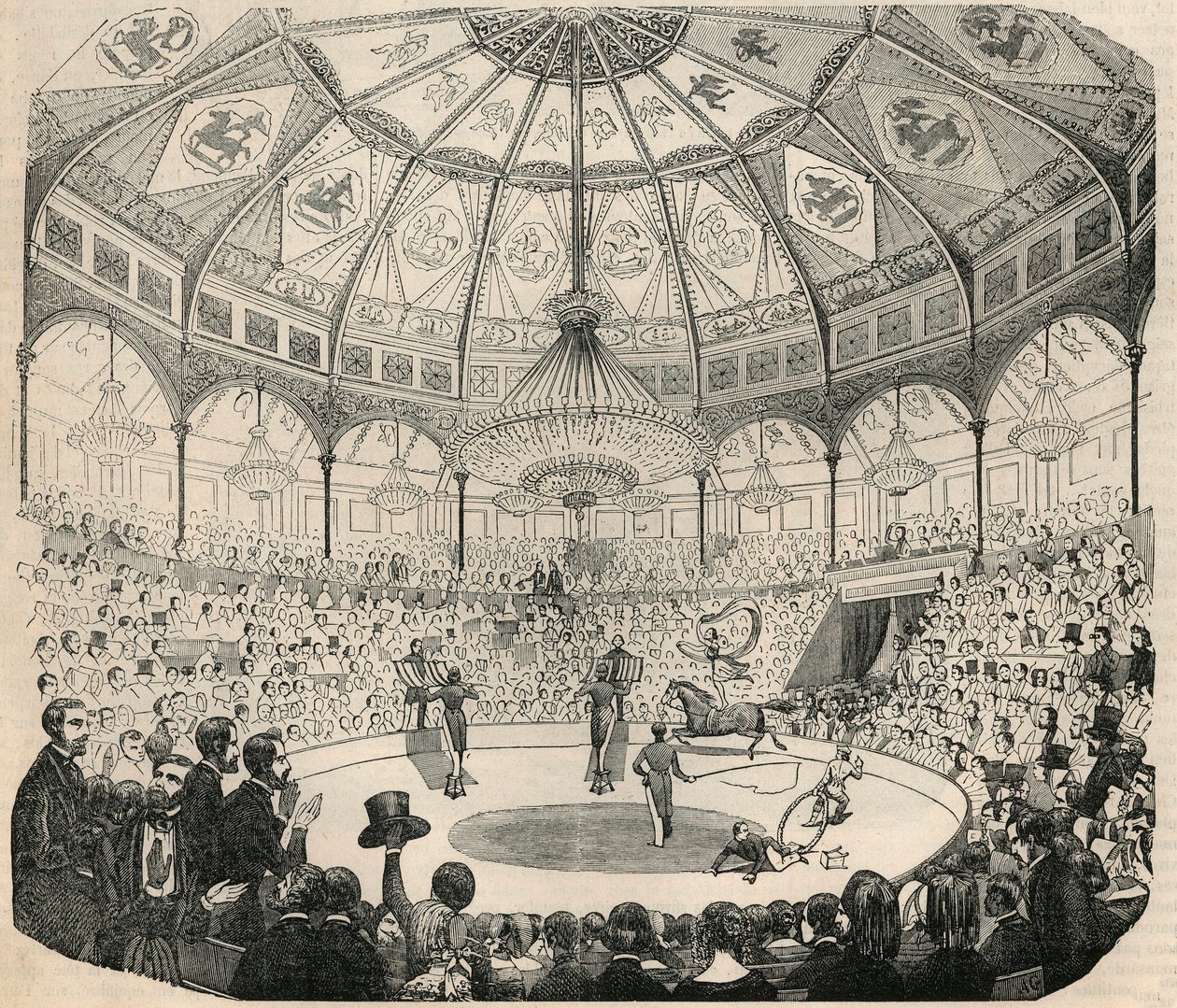 Cirque national des Champs Elysees 1800-luvulla - Edmond Texierin kaiverrus "Tableau-de-Paris" 1852 tekijältä French School