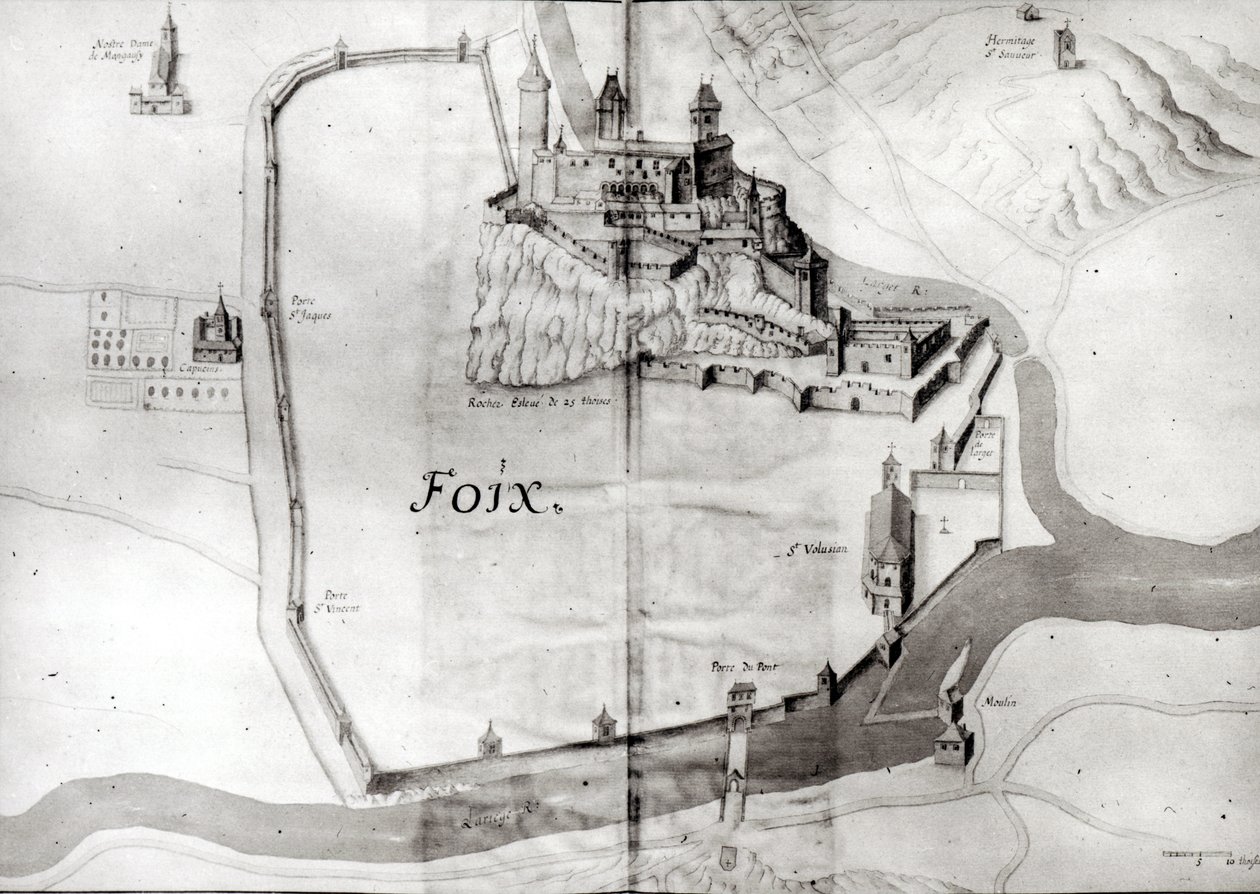 Foixin kaupunki, Grand Atlasista, 1600-luvun alku (wc paperilla) tekijältä French School