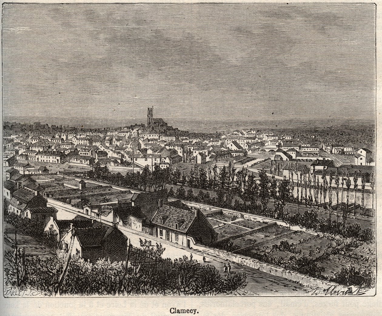 Clamecy - Nievre - Burgundy - kaiverrus "La France illustree: maantiede, historia, tilastohallinto" V.A. Maltaanruskea. 1884 tekijältä French School