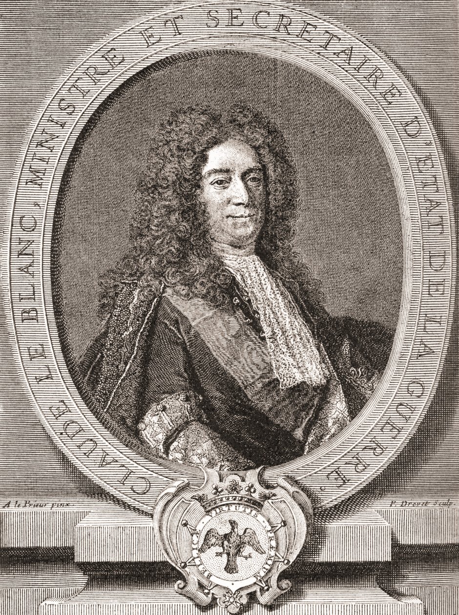 Claude Le Blanc, 1669 1728. Ranskan kuninkaallinen muinaisen hallinnon virkamies ja kahdesti sotaministeri. Les Heures Libres, julkaistu 1908. tekijältä French School