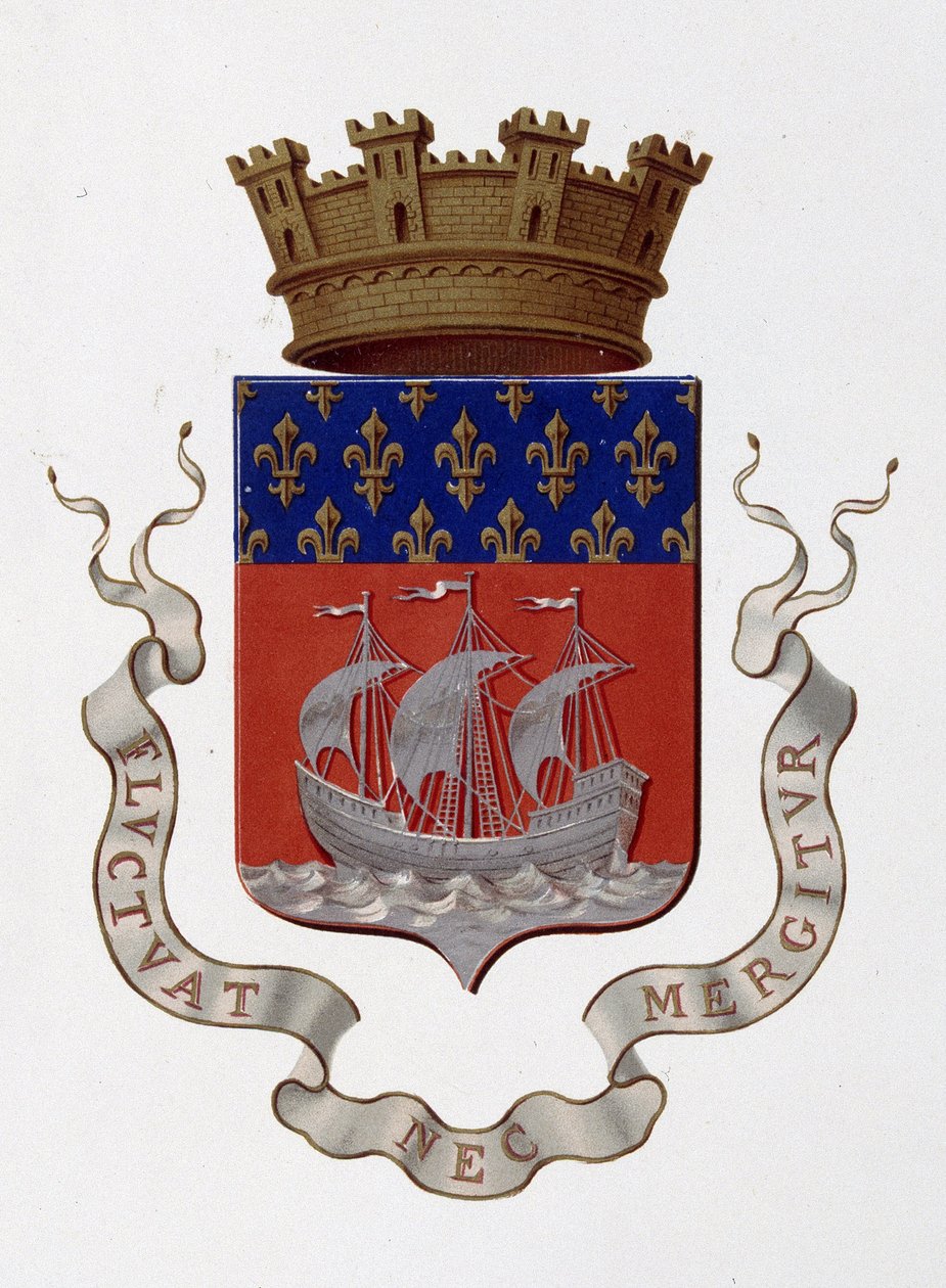 Pariisin kaupungin vaakuna: Imperiumi (Napoleon III) - Prefektorin päätös 24. marraskuuta 1853 - kirjassa "" Armorial National de France"", kirjoittanut H. Traversier, Pariisi tekijältä French School