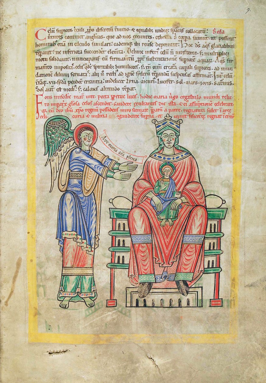 Turska. Guelf. 1 Gud. lat. (9r), Madonna ja lapsi, Liber Floriduksesta, Lambert de Saint-Omer n. 1120 tekijältä French School