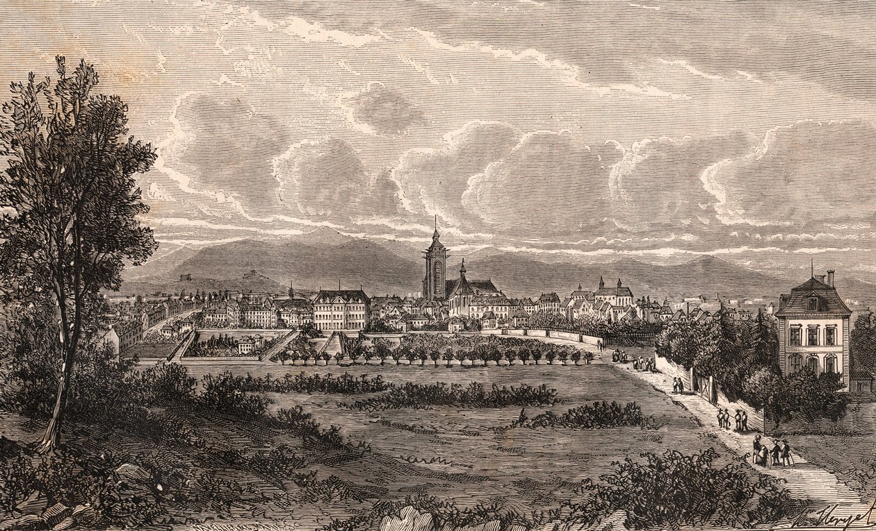 Colmar - Haut-Rhin, Alsace - kaiverrus V.A. Malt-Brownin kirjaan "La France illustrée: maantiede, historia, tilastohallinto". 1884 tekijältä French School