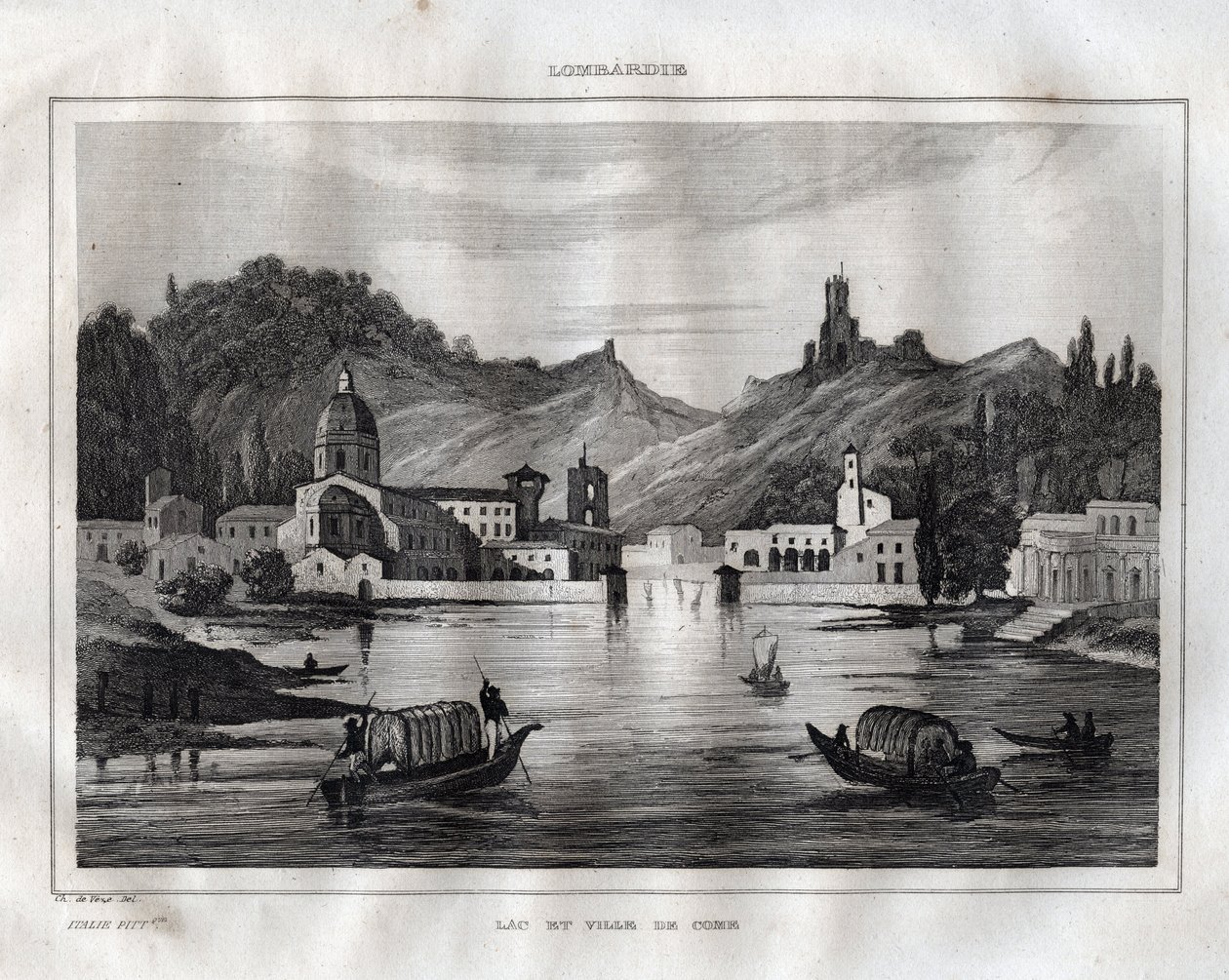 Como - Lake Como - Lake Come - Kaiverrus "" Maalauksellisesta Italiasta"", M. de Norvins, Ch. Nodier 1834-1836. tekijältä French School