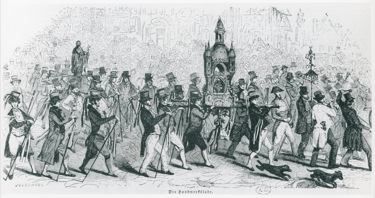 Tour de Francen seuralaiset juhlivat n. 1845 (kaiverrus) (m/w valokuva) tekijältä French School