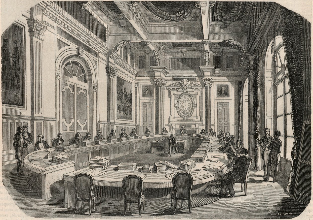 Valtioneuvosto - Komiteahuone - Kaiverrus "Tableau-de-Paris" Edmond Texier 1852 tekijältä French School