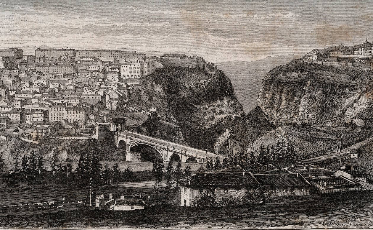 Constantine (Algeria) - kaiverrus "" La France illustree: maantiede, historia, tilastohallinto"" V.A. Maltaanruskea. 1884 tekijältä French School
