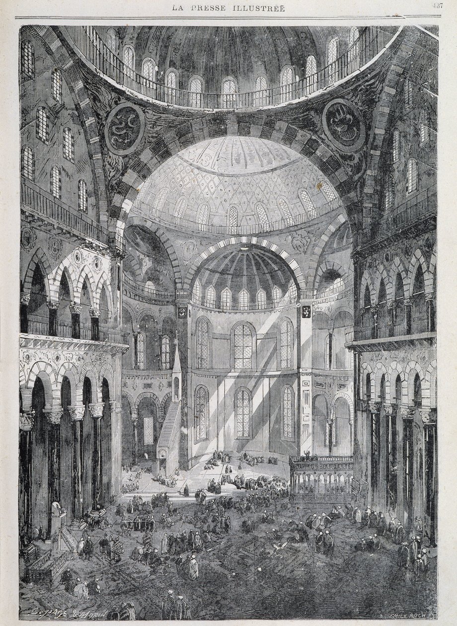 Konstantinopoli: Hagia Sofia -moskeija - "" La Presse Illustréessa"", joulukuu 1869 tekijältä French School