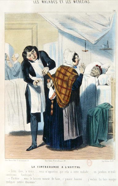 "Salakuljetus sairaalassa", 1800-luvun puoliväli (värilitho) tekijältä French School