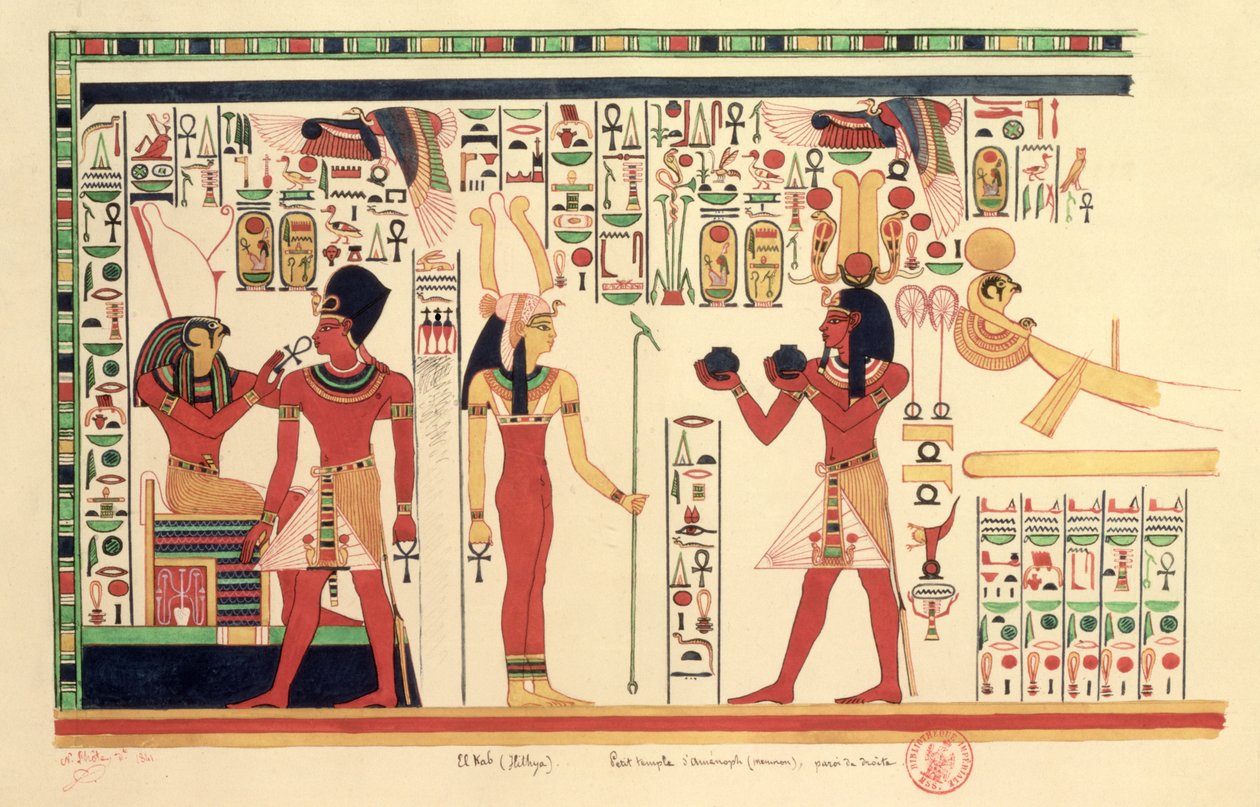 Kopio freskosta Amenophis III:n temppelistä El Kabissa (Elethya) 1841 tekijältä French School