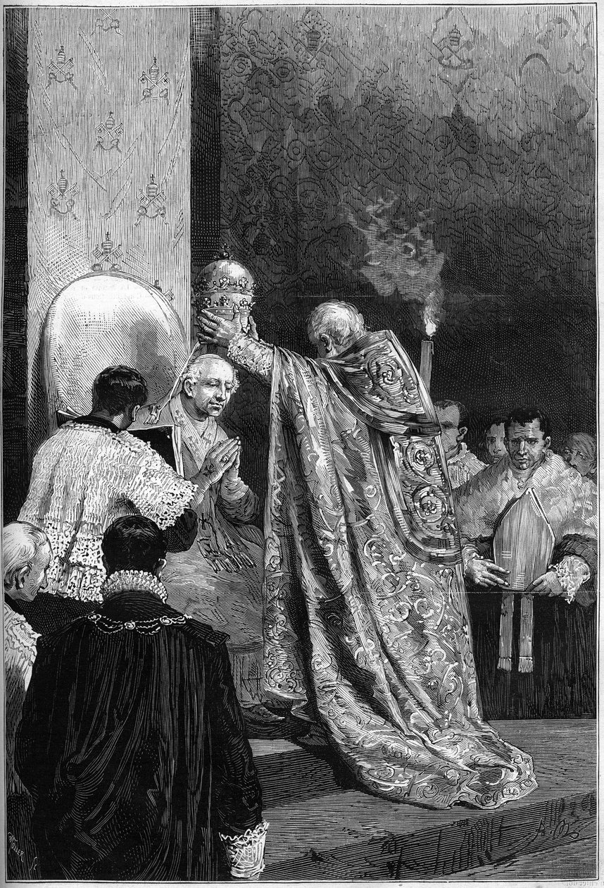 Paavi Leo XIII (Leone) (1810-1903) kruunattiin Sikstuksen kappelissa tekijältä French School