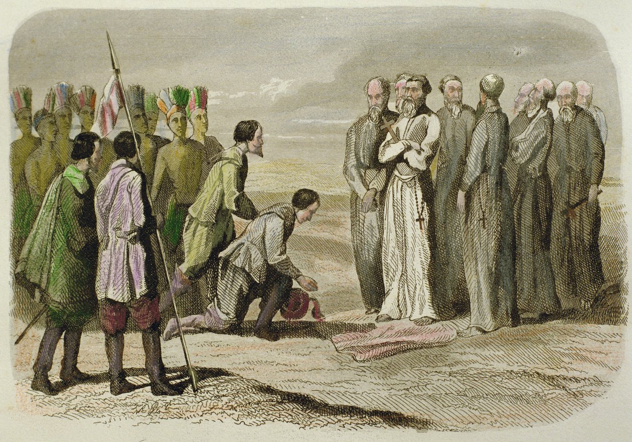 Cortes Martin de Valencian jaloissa (käsinvärinen kaiverrus) tekijältä French School