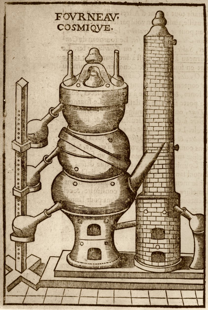 Kosminen uuni, Annibal Barletin (1653) La Theotechnie Ergocosmiquesta, kuvattuna 1800-luvun lopulla julkaistussa taikuuden historiassa tekijältä French School
