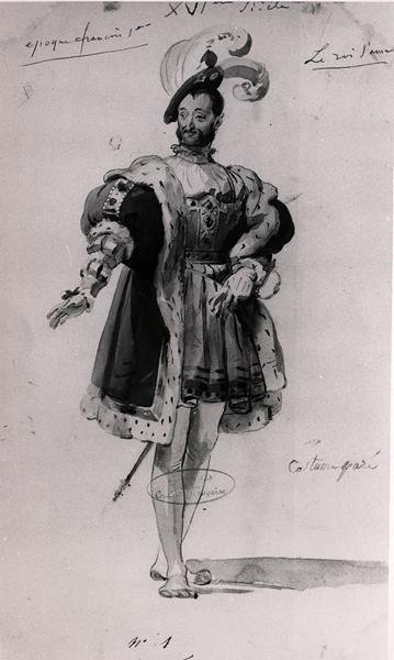 Pukusuunnittelu Victor Hugon (1802-85) teokseen "Le Roi s