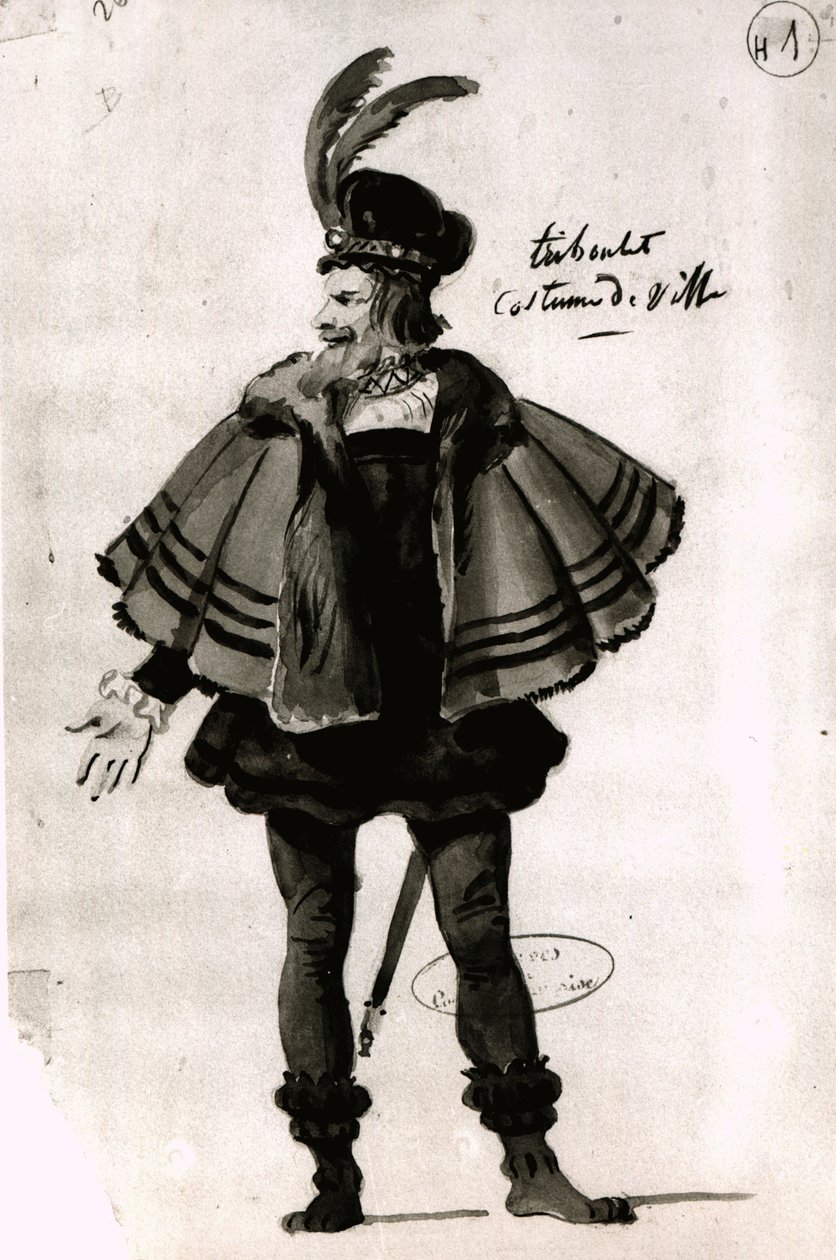 Pukusuunnittelu Tribouletille, Le Roi samuse (1832), Victor Hugo (1802-85), 1832 (kynä ja muste paperille) tekijältä French School