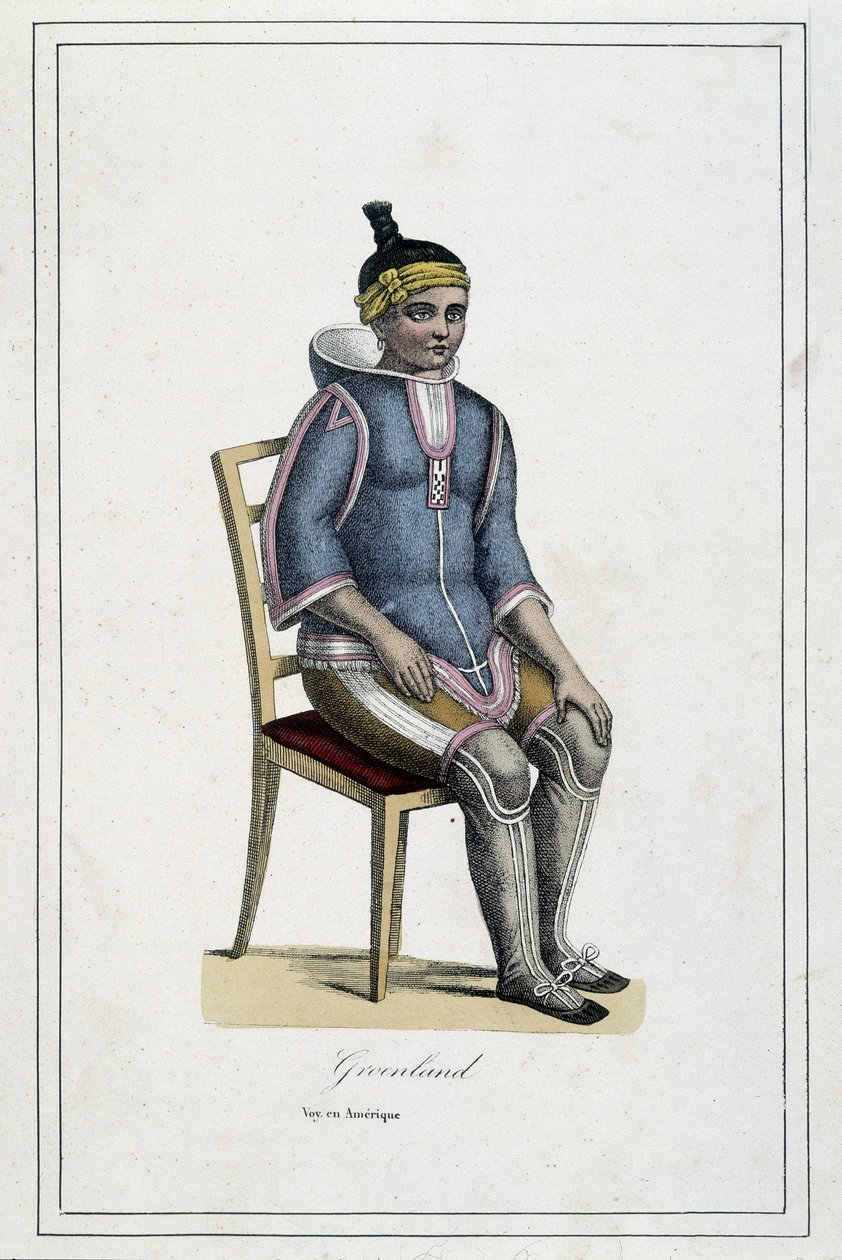 Costume du Greenland - "Matkaiden albumissa, maan kansat", kirjoittanut Abbé Paul Jouhanneaud, Librairie des Bons Livres, Limoges tekijältä French School