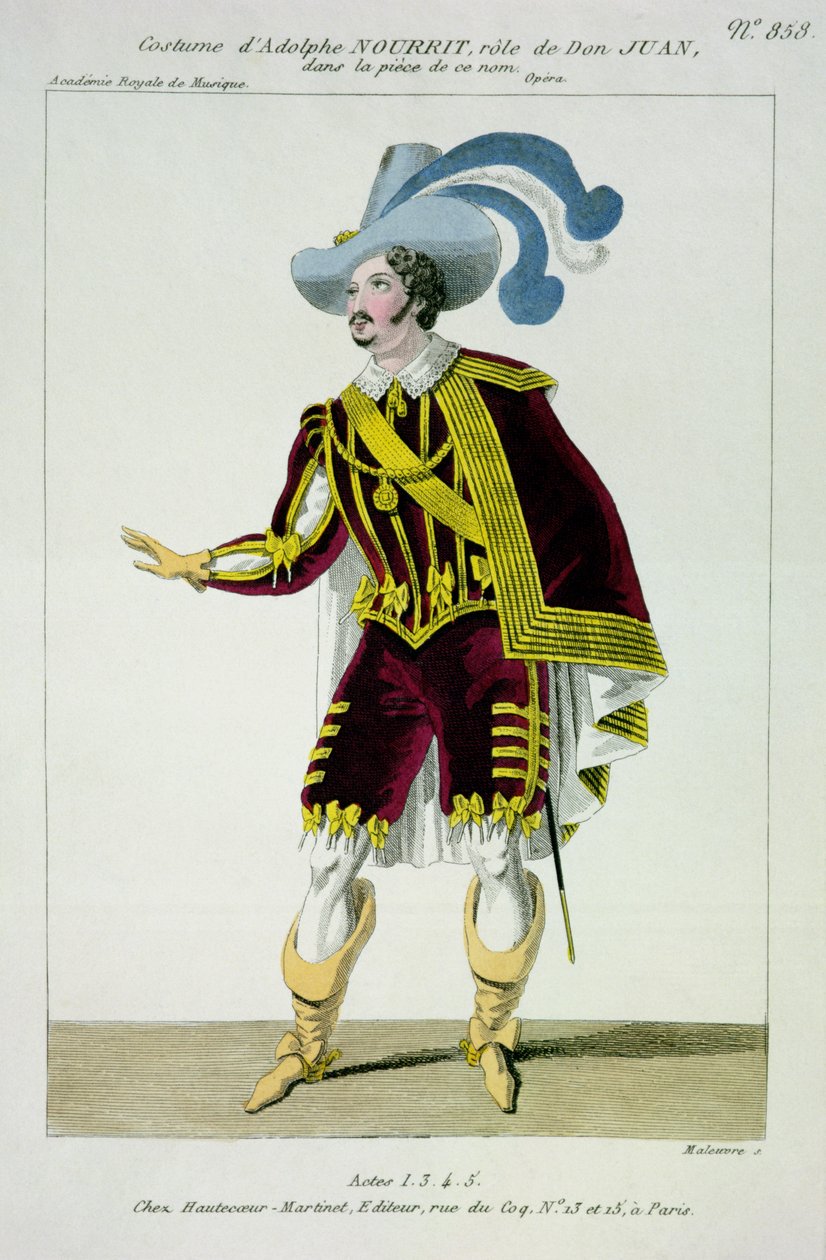 Puku Adolphe Nourritille (1802-39) Don Giovannin roolissa samannimisessä oopperassa, kaiverrus Maleuvre, painatus Hautecoeur-Martinet tekijältä French School