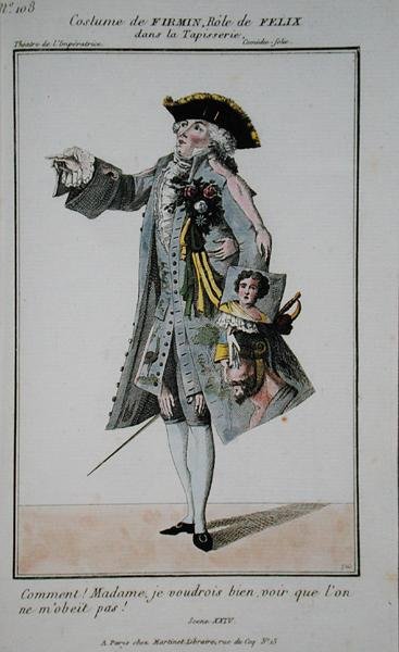 Firminin puku Felixin roolissa elokuvassa La Tapisserie, levy 108, julkaisusta "Petite Galerie Dramatique", Martinet, Pariisi. tekijältä French School
