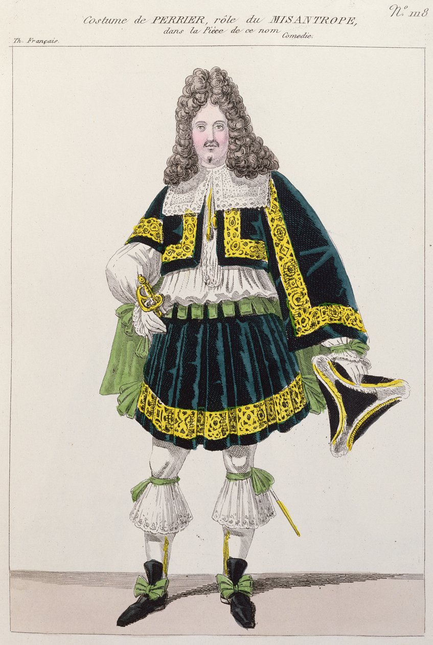 Näyttelijä Perrierin puku Molieren elokuvassa Le Misanthrope (1622-73) tekijältä French School