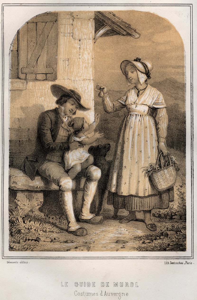 Puvut Auvergnesta - Le guide de Murol - kaiverrus "" Setäni iltamuistoja ja matkatarinoita" kirjoittaja MORING MICHEL - 1800-luvun loppu tekijältä French School