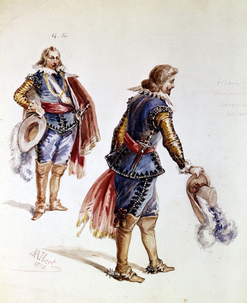 Puvut Victor Hugon Ruy Blasille. Albertin piirros vuodelta 1872. Maison Victor Hugo, Pariisi. tekijältä French School
