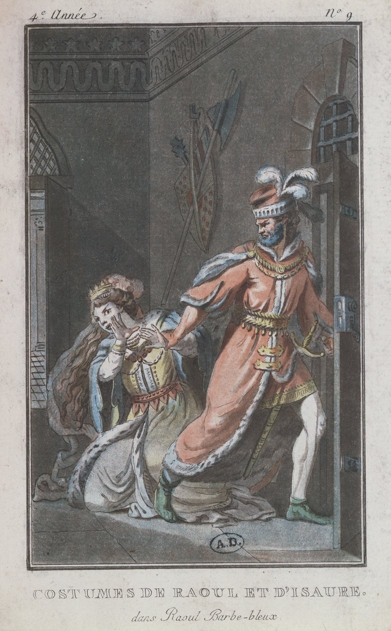 Raoulin ja Isauren puvut oopperasta Raoul Barbe-Bleue, 1790 tekijältä French School