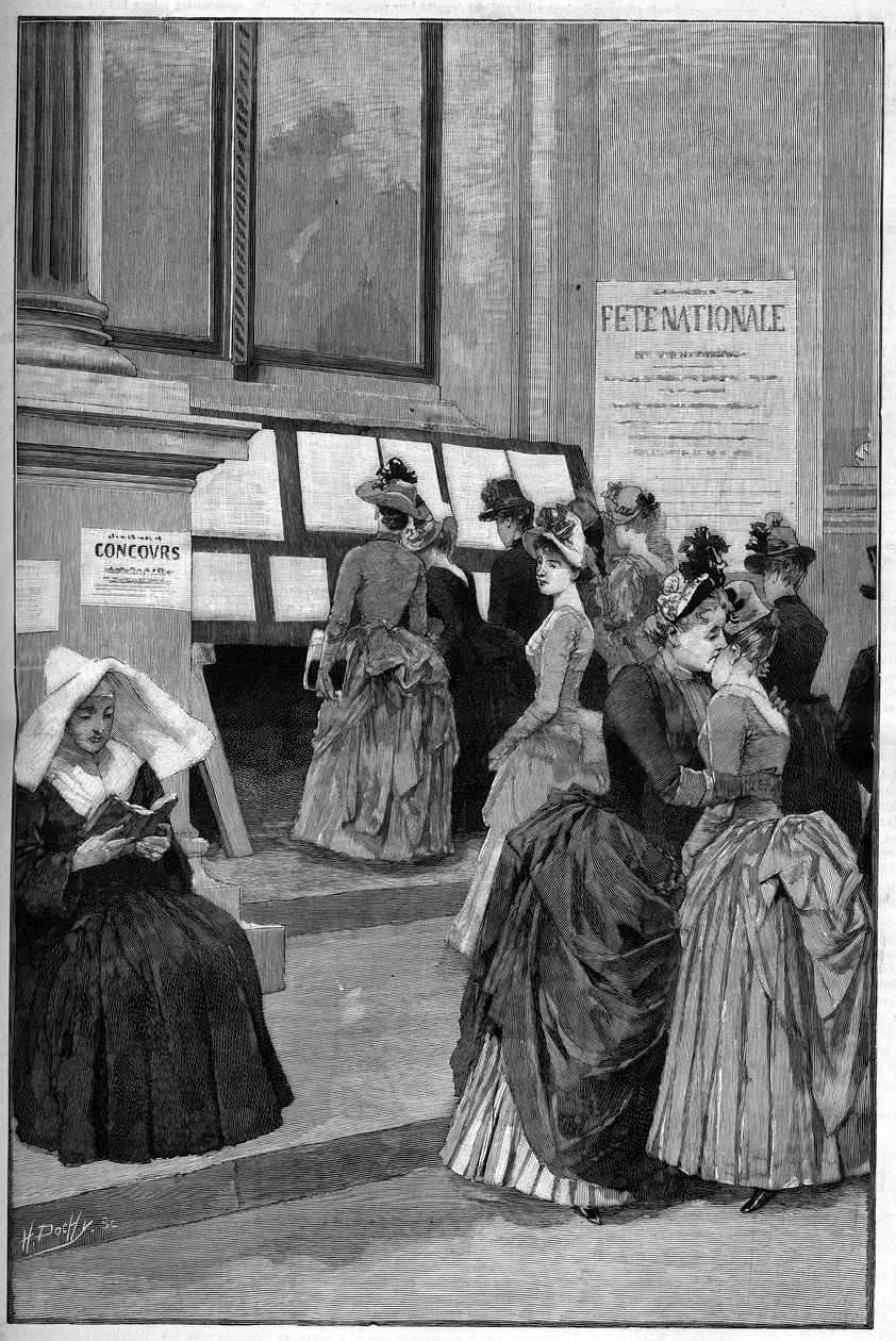 Cour des Tuileries: Hotel de Ville de Parisin pääsykokeiden tulokset nuorille tytöille vuonna 1887. tekijältä French School
