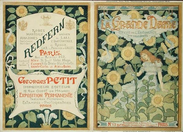 Kannen suunnittelu "La Grande Dame", noin 1890-luku (värilitho) tekijältä French School