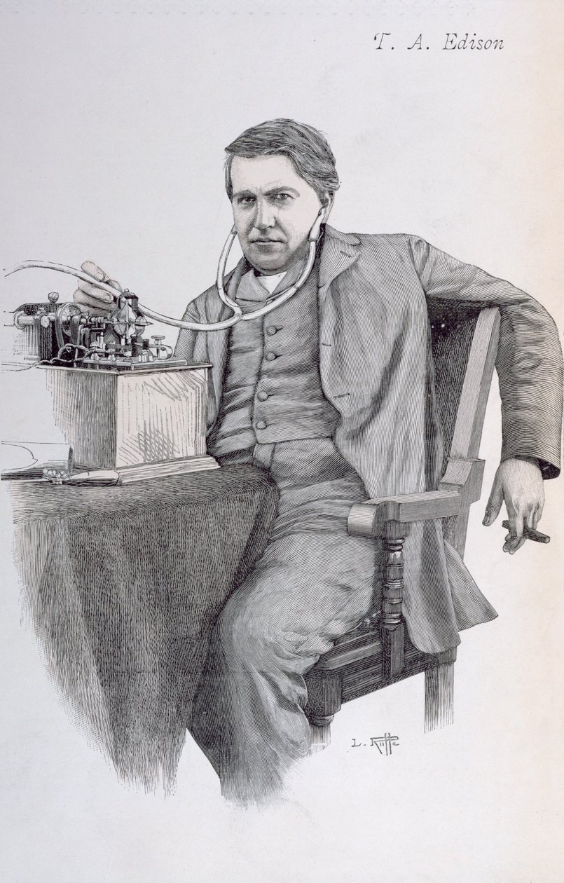 La Revue Illustreen kansikuva, joka kuvaa Thomas Alva Edisonia, 1889 tekijältä French School