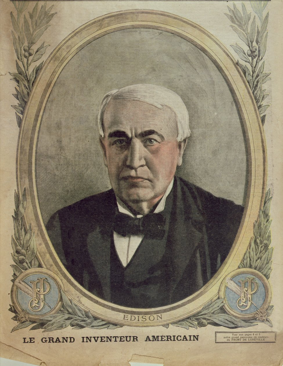Le Petit Journalin kansikuva, joka kuvaa Thomas Alva Edisonia, 1917 tekijältä French School