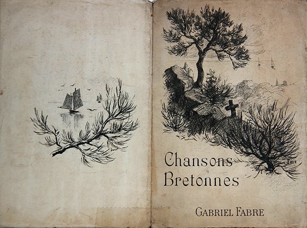 Gabriel Fabren "Chansons Bretonnes" -nuotin kansi Moreasin, Ajalbertin ja P. Fortin runojen mukaan, 1900-luvun alku (värilitografia). tekijältä French School