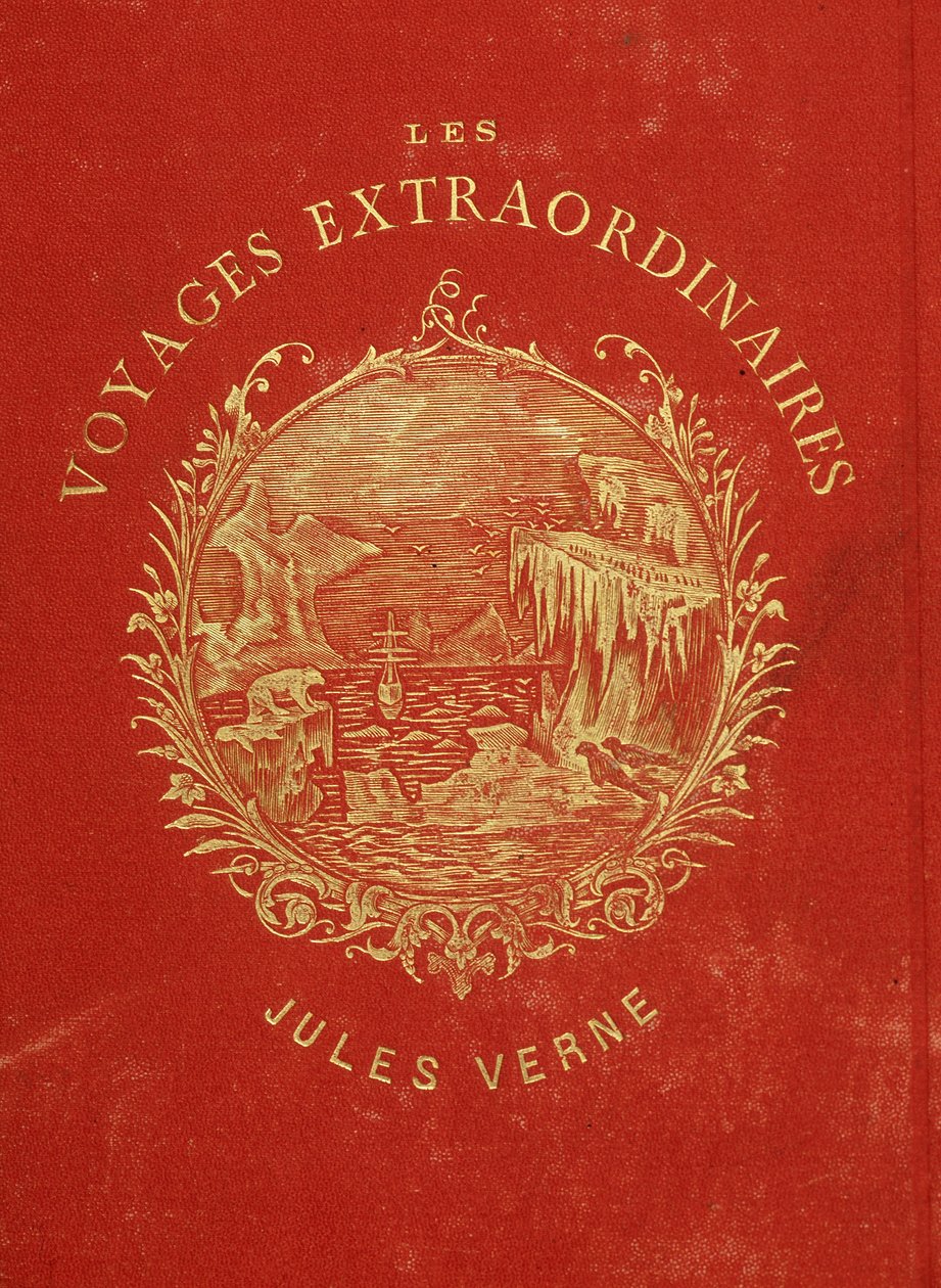 Jules Vernen "" Les Voyages Extraordinary" -kokoelman kansi. 1800-luvun loppu. tekijältä French School