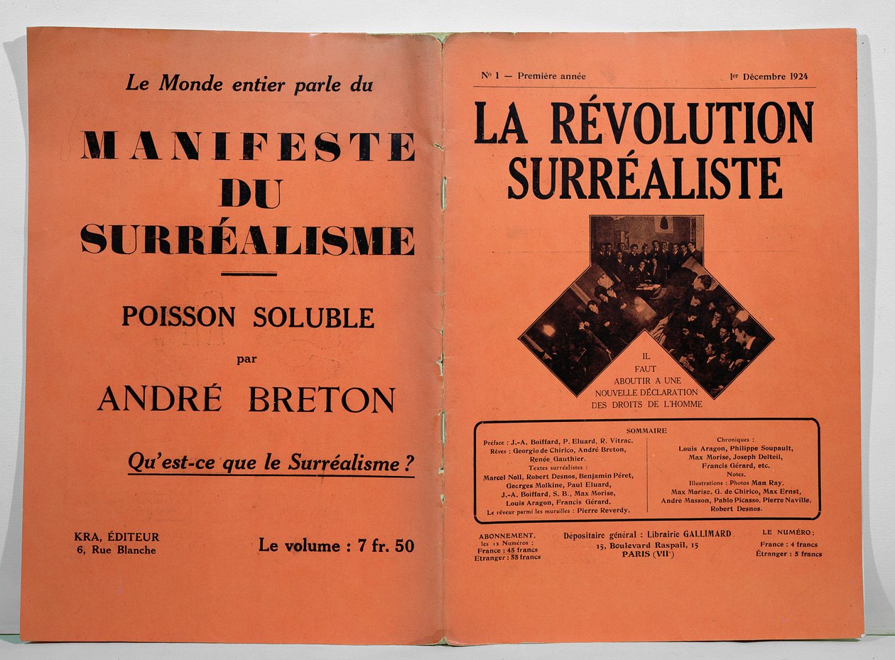 La Revolution Surrealiste -lehden ensimmäisen numeron kansi, 1. joulukuuta 1924 tekijältä French School