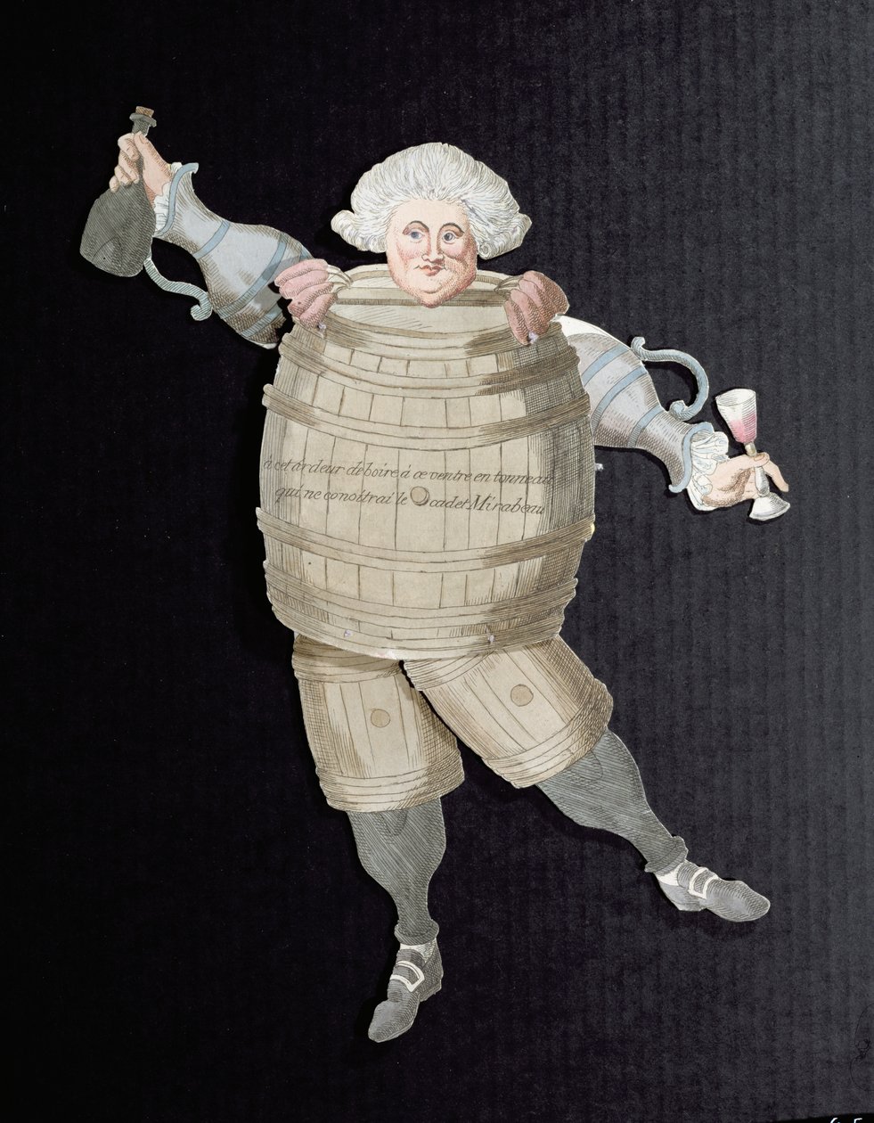 Louis Riquetin (1754-92) leikkaus, Mirabeaun varakreivi, lempinimeltään Mirabeau-Tonneau (tynnyri) n. 1790 (värikaiverrus) (katso myös 191400) tekijältä French School