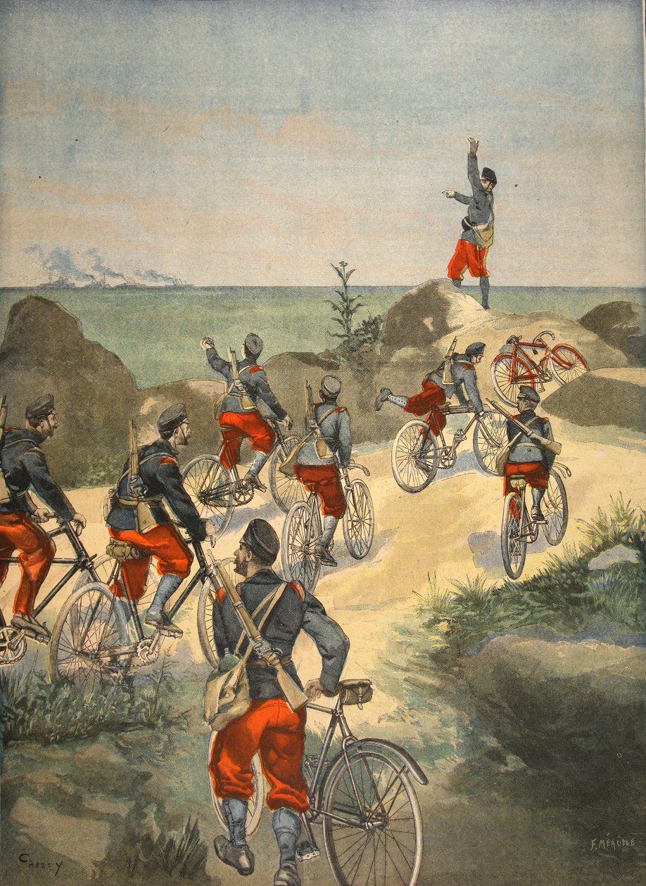 Pyöräilypalvelu Kuuban rannikolla, kuva Le Petit Journalista: Supplement illustre, 1898 tekijältä French School