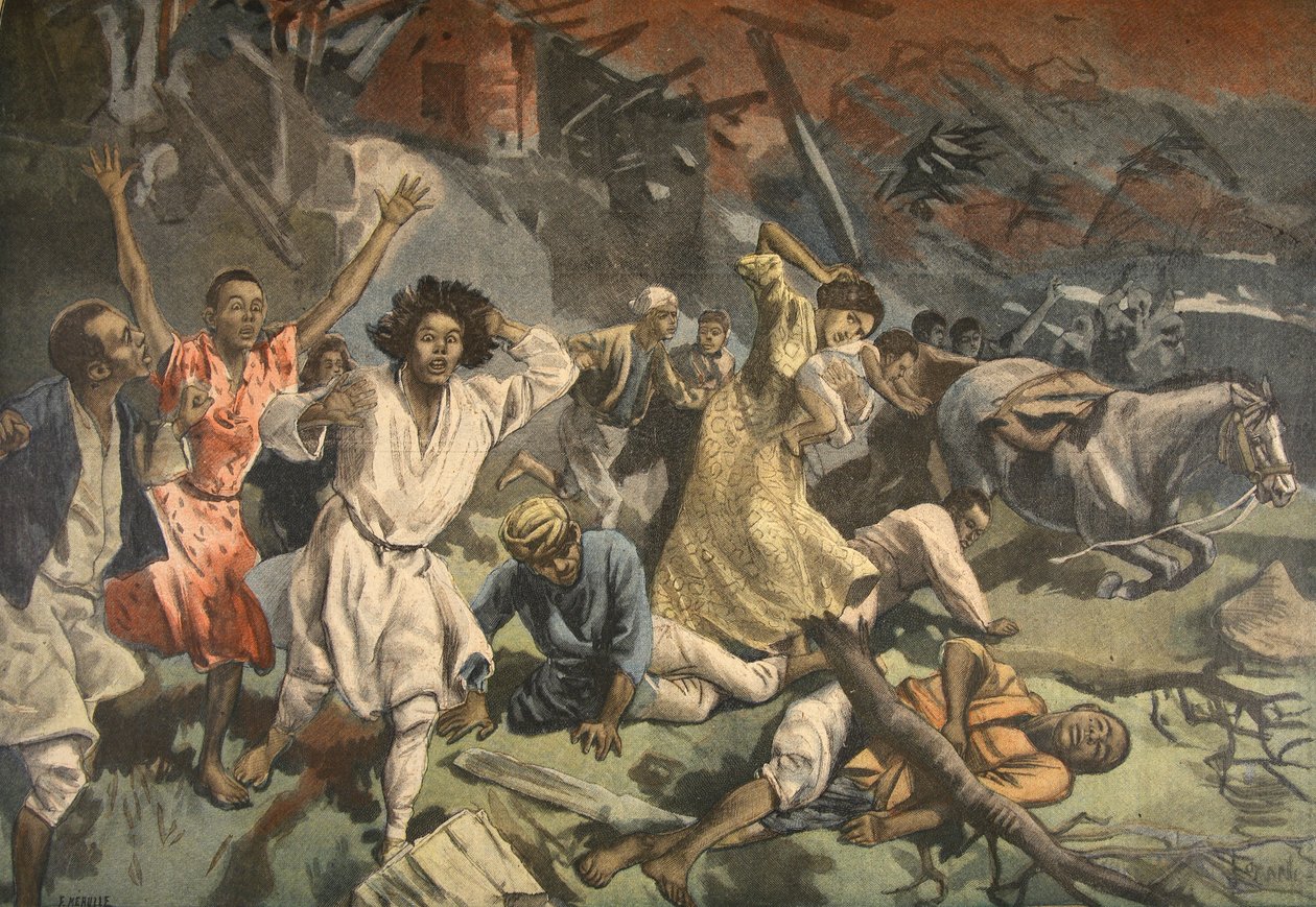 Cyclone in Mayotte, kuva Le Petit Journalista: Supplement illustre, 1898 tekijältä French School
