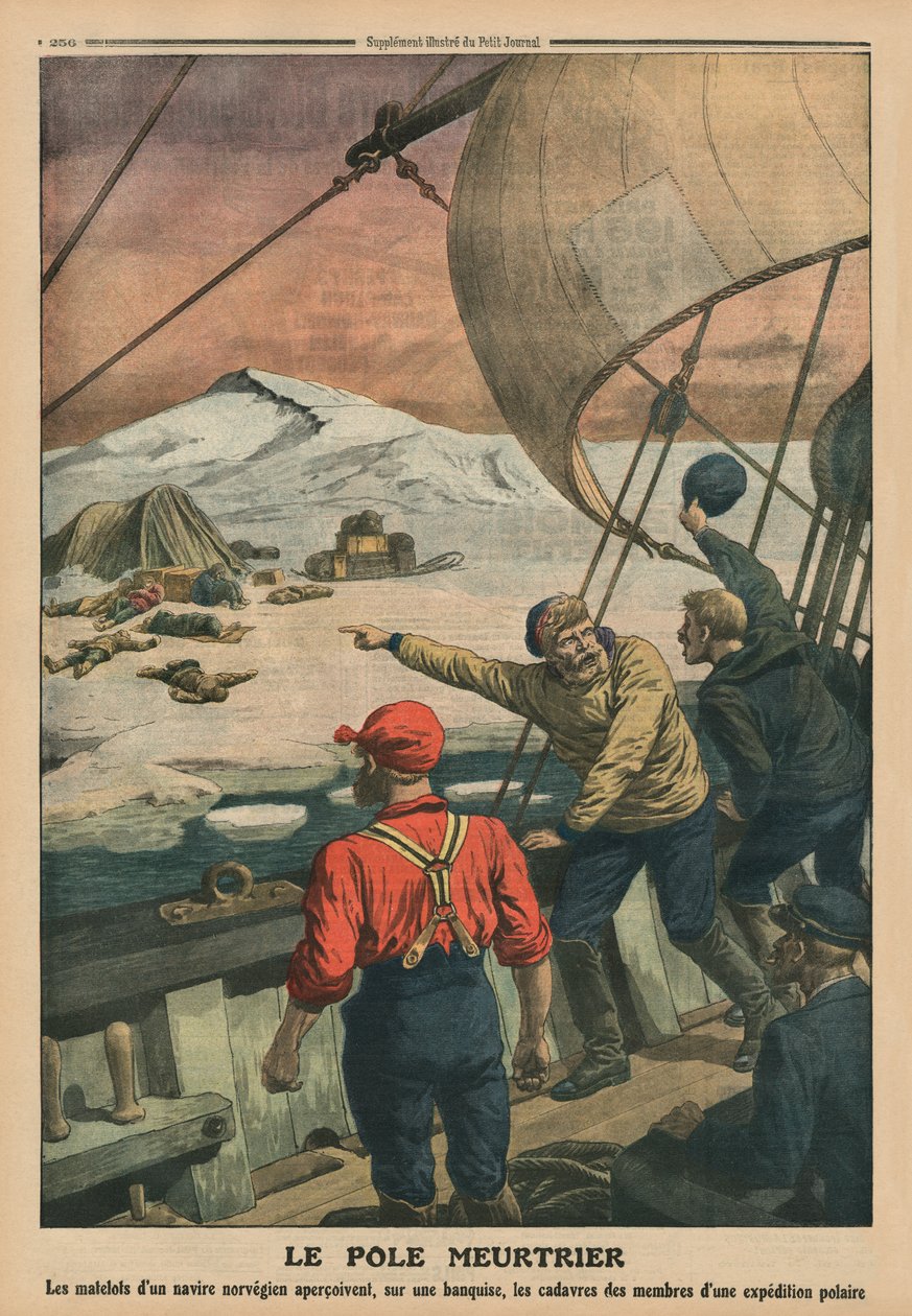 Deadly Pole, takakannen kuvitus "Le Petit Journalista", liitekuva, 10. elokuuta 1913 tekijältä French School
