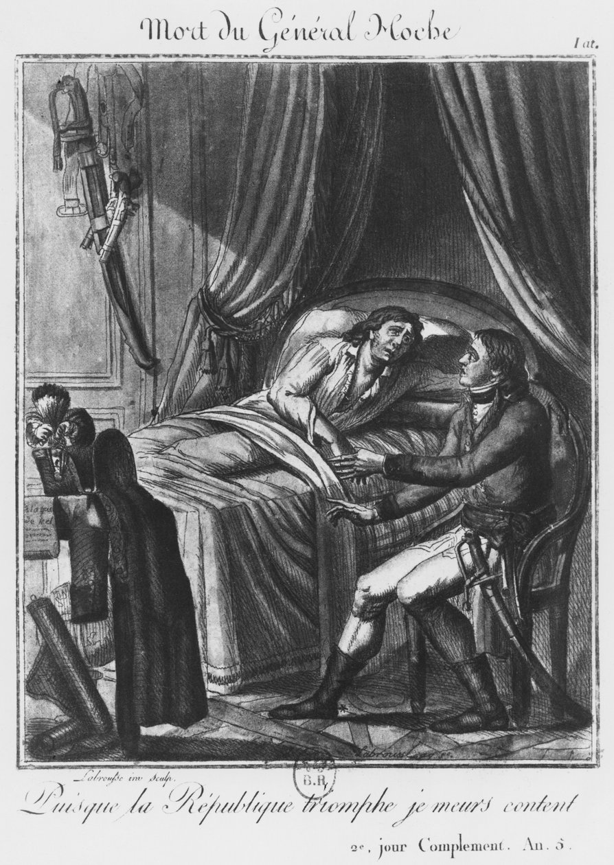 Kenraali Louis Lazare Hochen kuolema 19. syyskuuta 1797, kaiverrus Labrousse (1700-luvulla) (kaiverrus) tekijältä French School