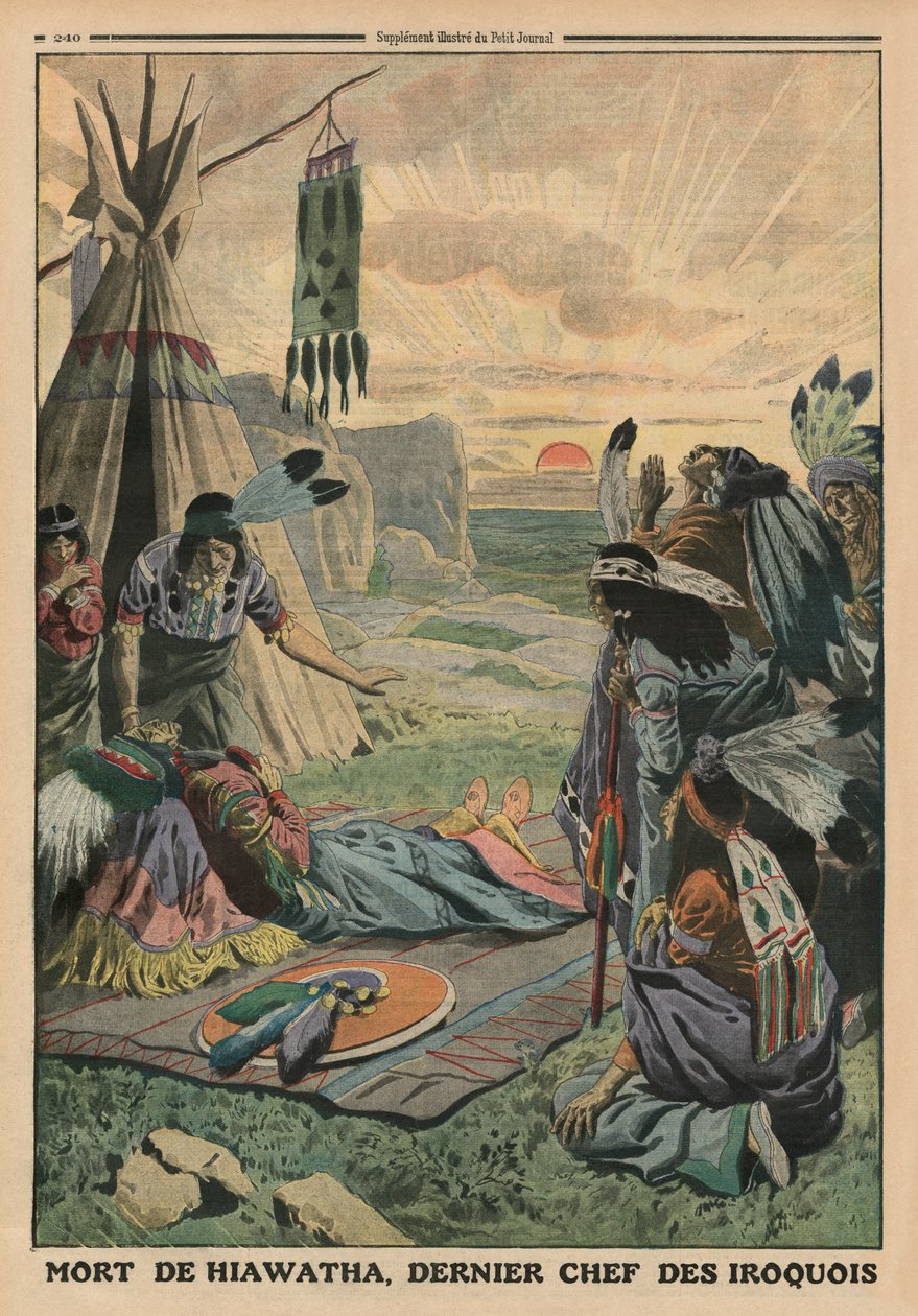 Death of Hiawatha, takakannen kuvitus Le Petit Journalista, liitekuva, 27. heinäkuuta 1913 tekijältä French School
