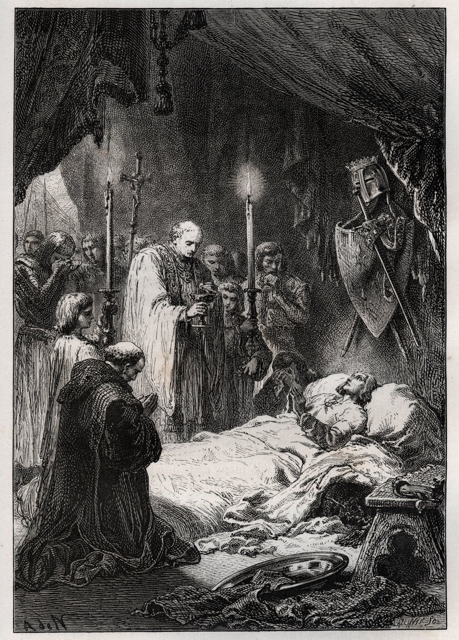 Saint Louis a Tunisin kuolema 25. elokuuta 1270 - St Louisin kuolema"" (7. ristiretken aikana, 25. elokuuta 1270) - kaiverrus kirjasta "" L