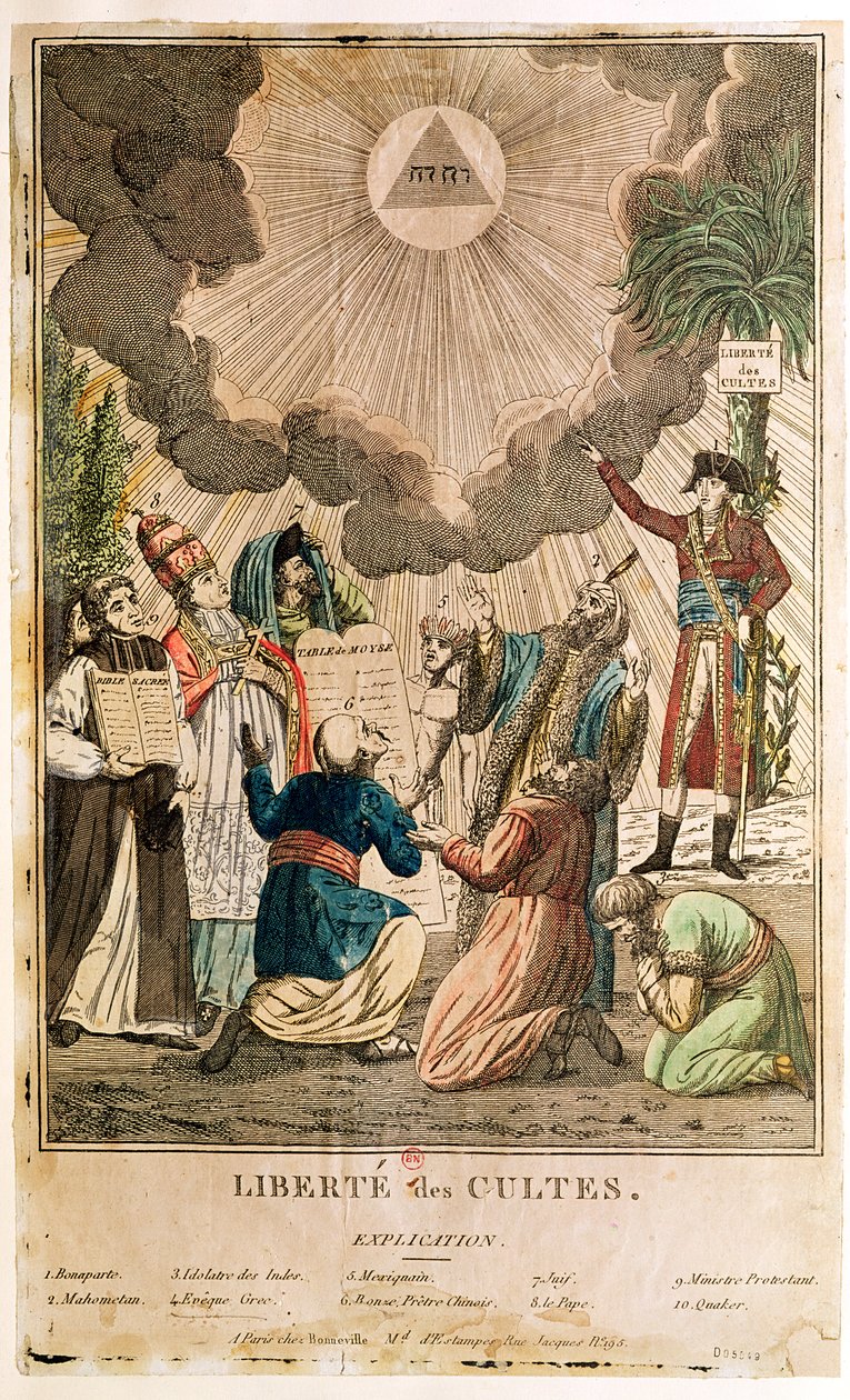 Asetus uskonnonvapauden perustamisesta, marraskuu 1799 (värinen kaiverrus) tekijältä French School