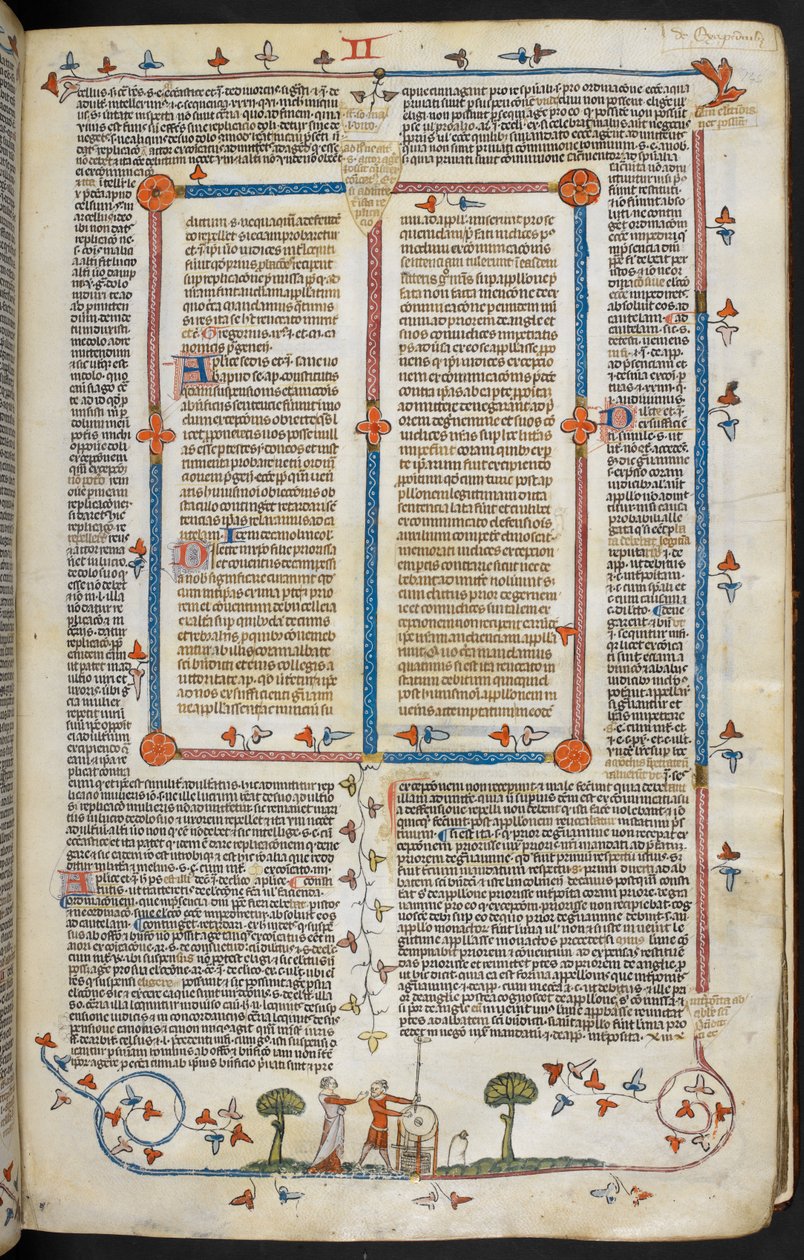 Gregory IX:n decretals Bernard of Parman kiilto ("Smithfield Decretals"), MS Royal MS 10 E IV, f.144r, n.1300-40 (muste pergamentilla) tekijältä French School