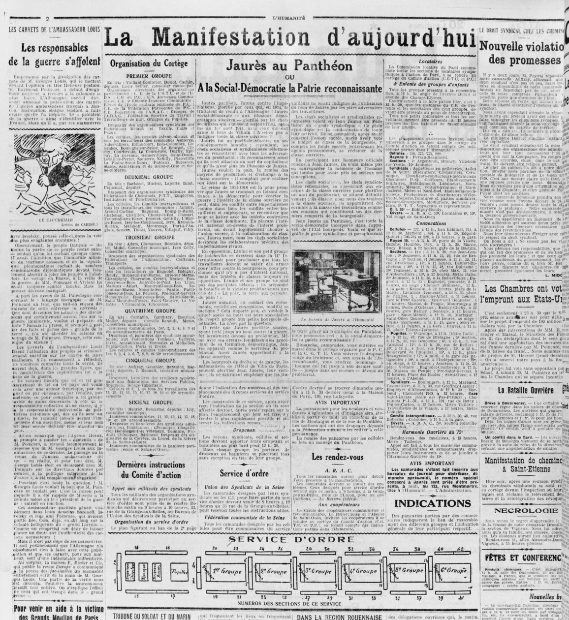 Päivän esittely, Jaures Pantheonissa, LHumanite, 23. marraskuuta 1924 (painettu paperi) tekijältä French School